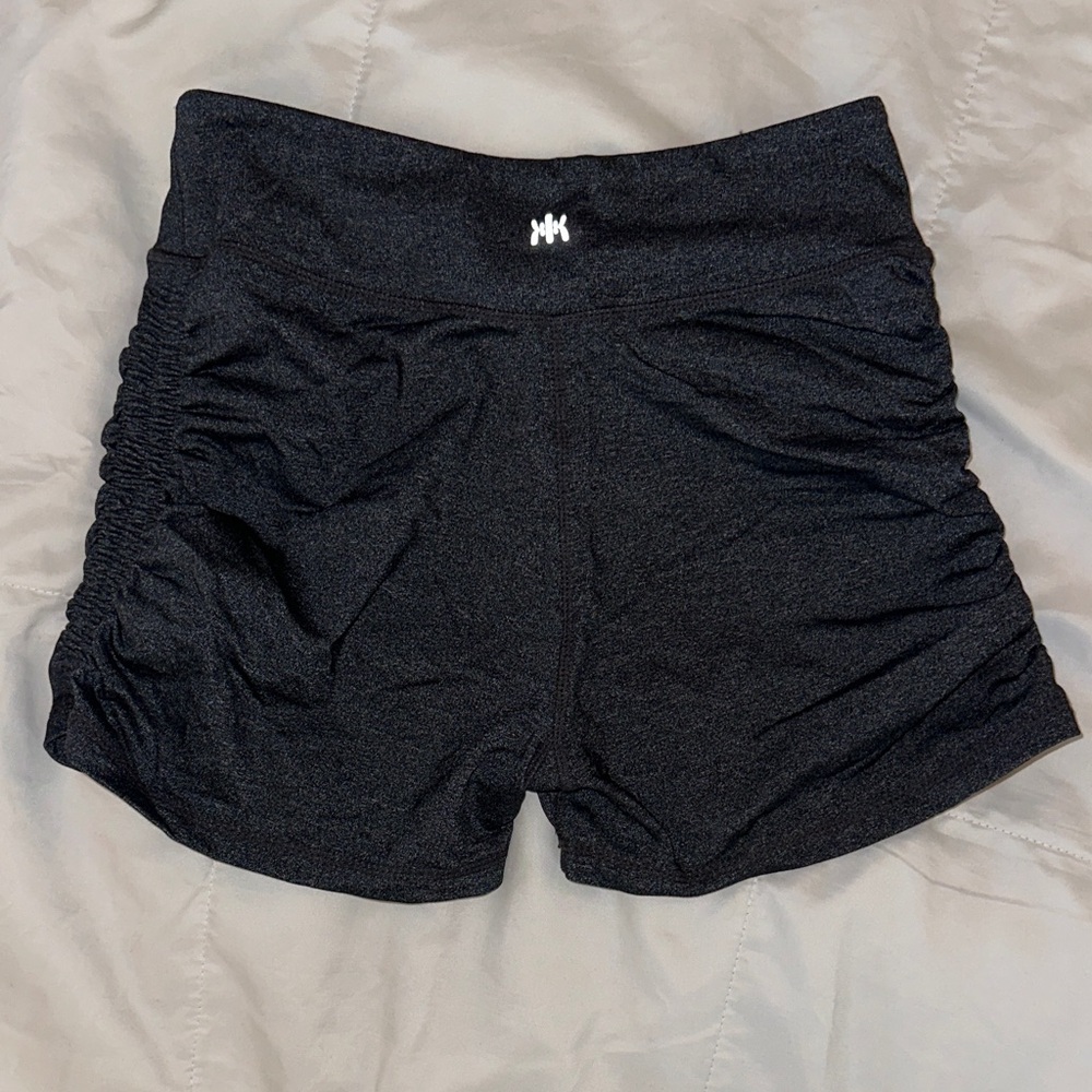 Kyodan Dark Charcoal Gray Ruched Compression Athletic Shorts Size: S Small